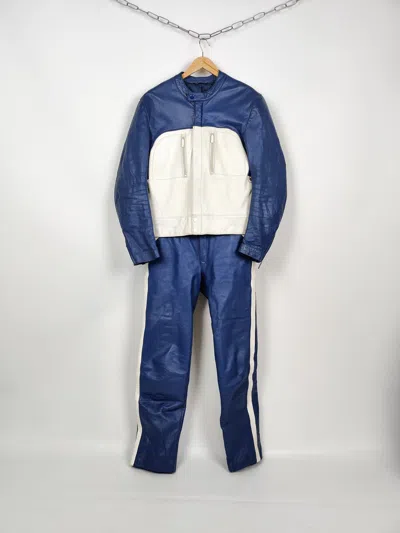 Pre-owned Bmw X Racing Vintage Bmw Leather Coveralls In Blue/white