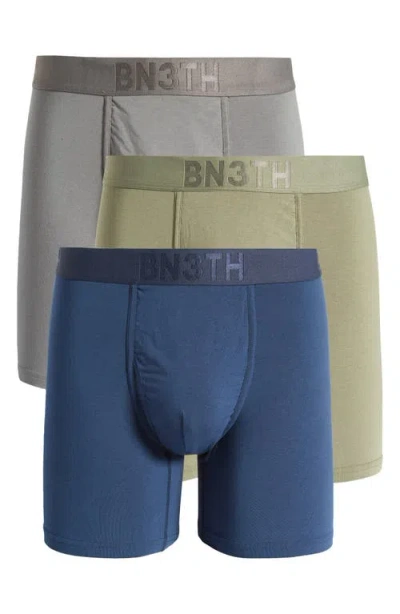 Bn3th Classic Icon Assorted 3-pack Boxer Briefs In Gargoyle/pine/navy 3 Pack