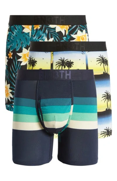 Bn3th Classic Icon Assorted 3-pack Boxer Briefs In Tropical Flora/ply Illum/rto