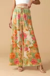 Bns Boho Bloom Wide-leg Pants In Sage Multi In Green