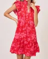 Bns Flirty & Floral Ruffle Midi Dress In Red In Red