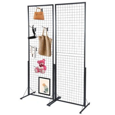 Bnxns 2-pack 24"x67" Commercial Grid Wall Display With T-base Stand - Double-sided Wire Panel System For R In Black