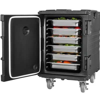 Bnxns Insulated Food Pan Carrier, 95 Qt Hot Box For Catering, Food Box Carrier With Buckle, Front Loading  In Black