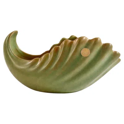 Pre-owned Bo Fajans Ewald Dahlskog For , Signed Sculptural Ceramic Shell Bowl, Sweden 1932 In Brown