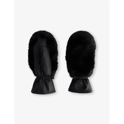 Bo+tee Womens  Elasticated Faux-fur Gloves In Black