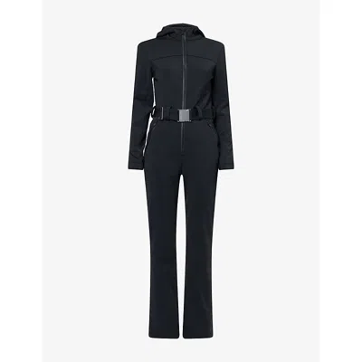 Bo+tee Womens Black Hooded Fitted Waterproof-shell Ski Suit