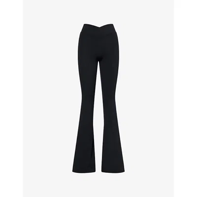 Bo+tee Womens Black Soft Active V-waist Flared Leggings Xs