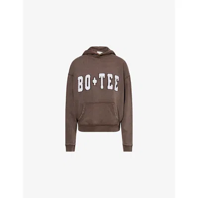 Bo+tee Womens Brown Brand-appliqué Oversized Cotton-jersey Hoody