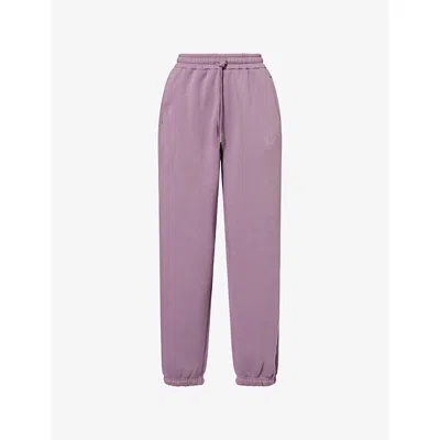 Bo+tee Womens Purple Brand-embroidery Wide-leg Cotton-blend Jogging Bottoms Xs