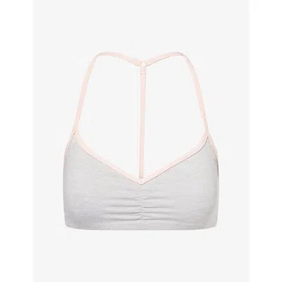 Bo+tee Womens Greymarl Marl Longing V-neck Sports Bra In Gray
