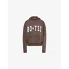 Bo+tee Womens Brown Oversized Fleece-branding Cotton-jersey Hoodie In Brown