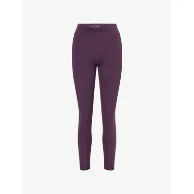Bo+tee Womens Purple Ruched High-waist Gym Leggings