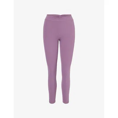 Bo+tee Womens Purple Ruched High-waist Gym Leggings