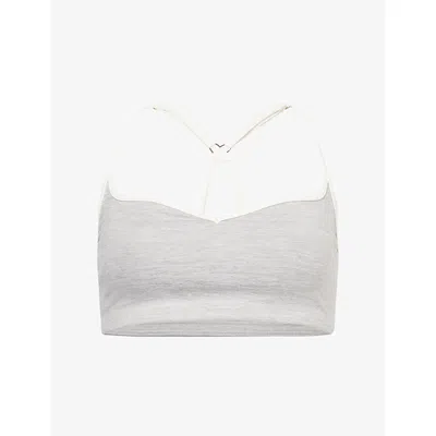 Bo+tee Womens  Sweetheart Contrasting-trim Stretch-woven Sports Bra In White