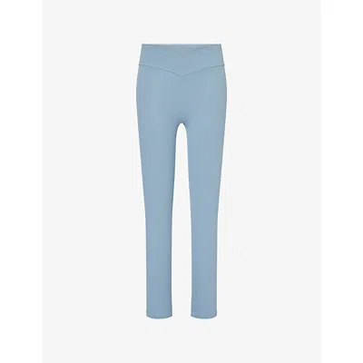 Bo+tee Womens  Cross-over Waist Workout Leggings In Blue