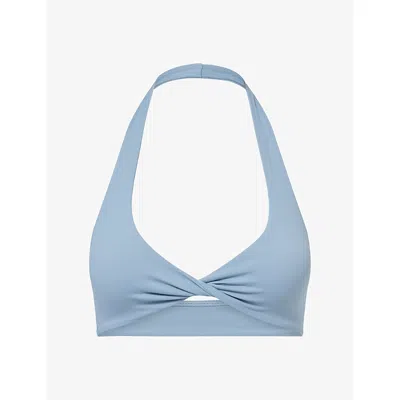 Bo+tee Womens  Triangle Halter Sports Bra In Blue