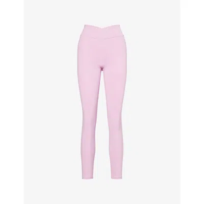 Bo+tee Womens Dusty Pink Soft Active Wrap-waist Leggings In Pattern