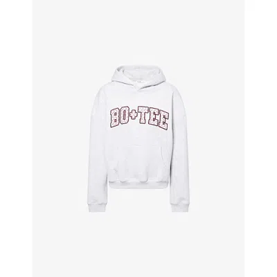 Bo+tee Womens Grey Marl Embroidered-logo Kangaroo-pocket Jersey Hoodie In Gray