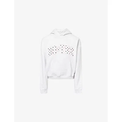 Bo+tee Womens Greymarl Logo-embellished Cotton-blend Hoody In White