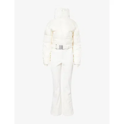 Bo+tee Womens Ice Belted Layered Waterproof-shell Ski Suit In White