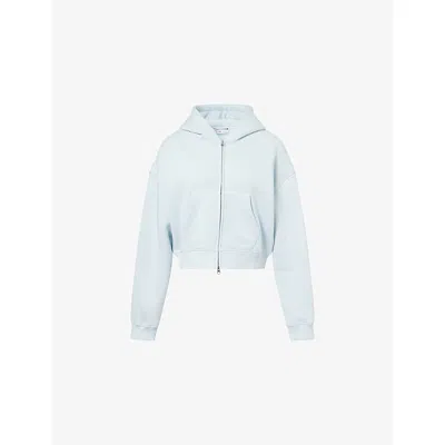 Bo+tee Womens  Logo-embroidery Zip-through Cotton-jersey Hoody In Blue