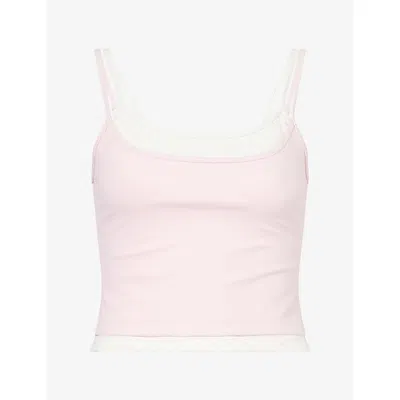 Bo+tee Womens Layered Polka-dot Stretch-jersey Top Sorbet