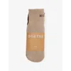 Bo+tee Womens Mocha Multi Branded Set Of Three Cotton Pilates Socks In Brown