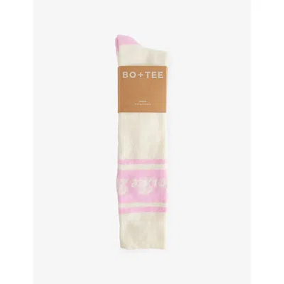 Bo+tee Womens  Logo-pattern Knitted Knee-hight Ski Socks In Pink