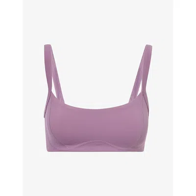 Bo+tee Womens Purple Soft Active Seam-detail Sports Bra