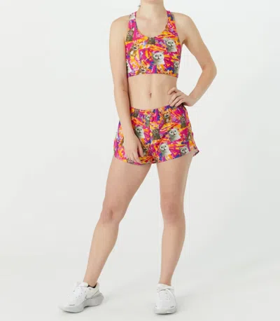 Boa 1" Elite Printed Split Short In Crazy Cats In Multi