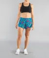 Boa 1" Elite Printed Split Short In Flamingo Turquoise