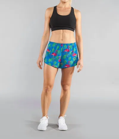 Boa 1" Elite Printed Split Short In Flamingo Turquoise In Multi