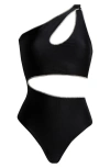 Boamar Etro Asymmetric Cutout One-piece Swimsuit In Black White
