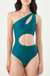 Boamar Etro Asymmetric Cutout One-piece Swimsuit In Green
