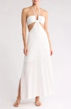 Boamar Lazuli Halter Neck Maxi Dress In Optic White