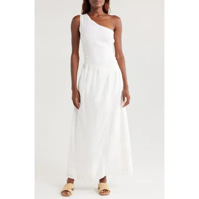 Boamar Willow One-shoulder Linen Cover-up Dress In White