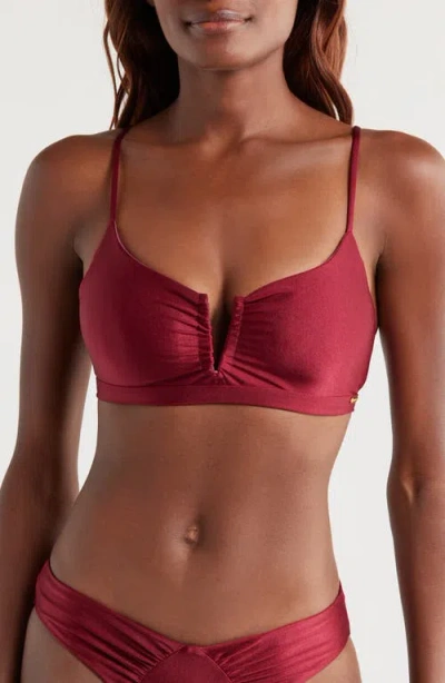 Boamar Wish Metallic Bikini Top In Wine