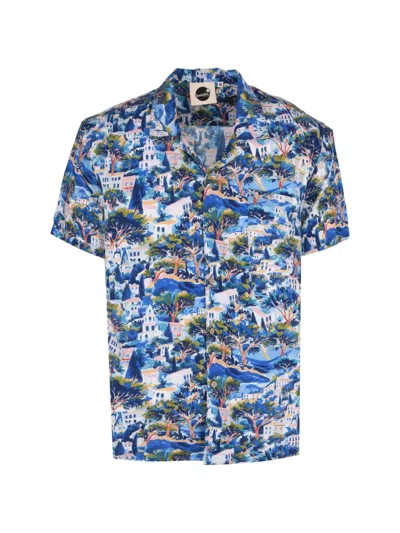 Boardies Ameliano Graphic-print Camp-collar Shirt In Blue