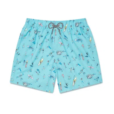 Boardies Apparel Men's Mid Length Swim Shorts In Sea Folk In Blue