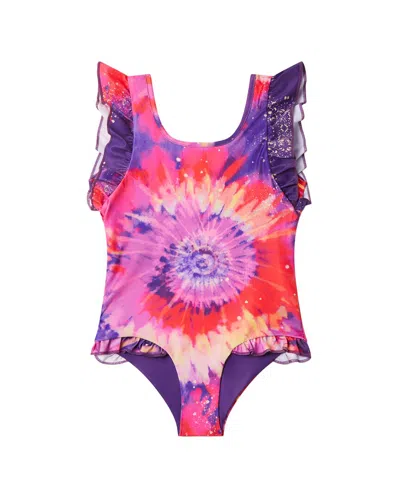 Boardies Kids'  Bright Tie Dye (ruffles) Swimsuit In Pink