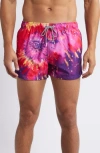 Boardies Bright Tie Dye Shortie Swim Trunks In Purple Multi