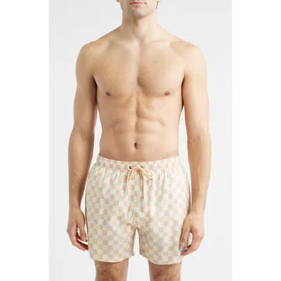 Boardies Checkerboard Print Swim Trunks In Neutral