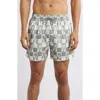 Boardies Clara Palm Tree Checkerboard Print Mid Length Swim Trunks In Multi