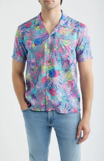 Boardies Coral Print Camp Shirt In Multi
