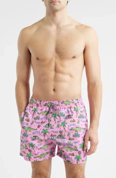 Boardies Crocodile Print Mid Length Swim Trucks In Multi