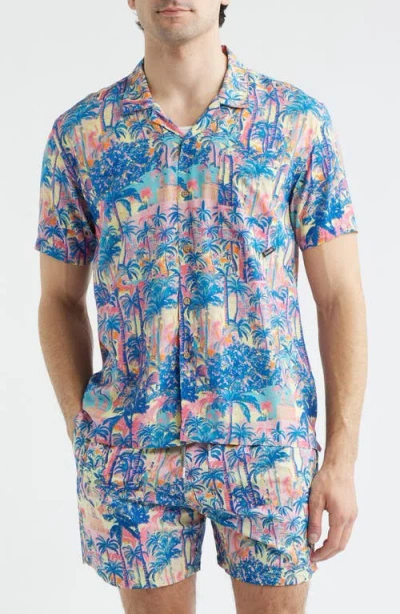 Boardies Havana Print Camp Shirt In Blue