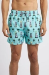 Boardies Island Elders Mid Length Swim Trunks In Blue