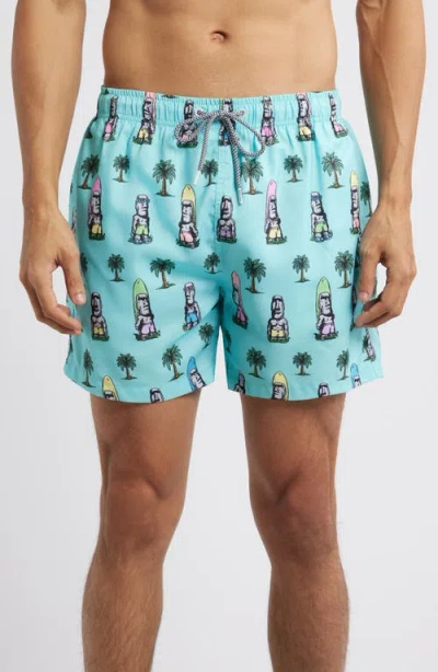 Boardies Island Elders Mid Length Swim Trunks In Blue