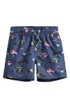 Boardies Kids' Car Print Swim Trunks In Grey