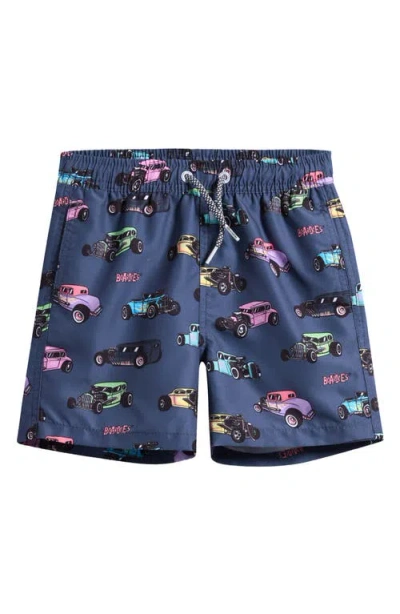 Boardies Kids' Car Print Swim Trunks In Grey